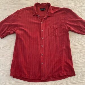 Vintage Toscano 100% Silk Button Down Textured Short Sleeve Shirt, size XL